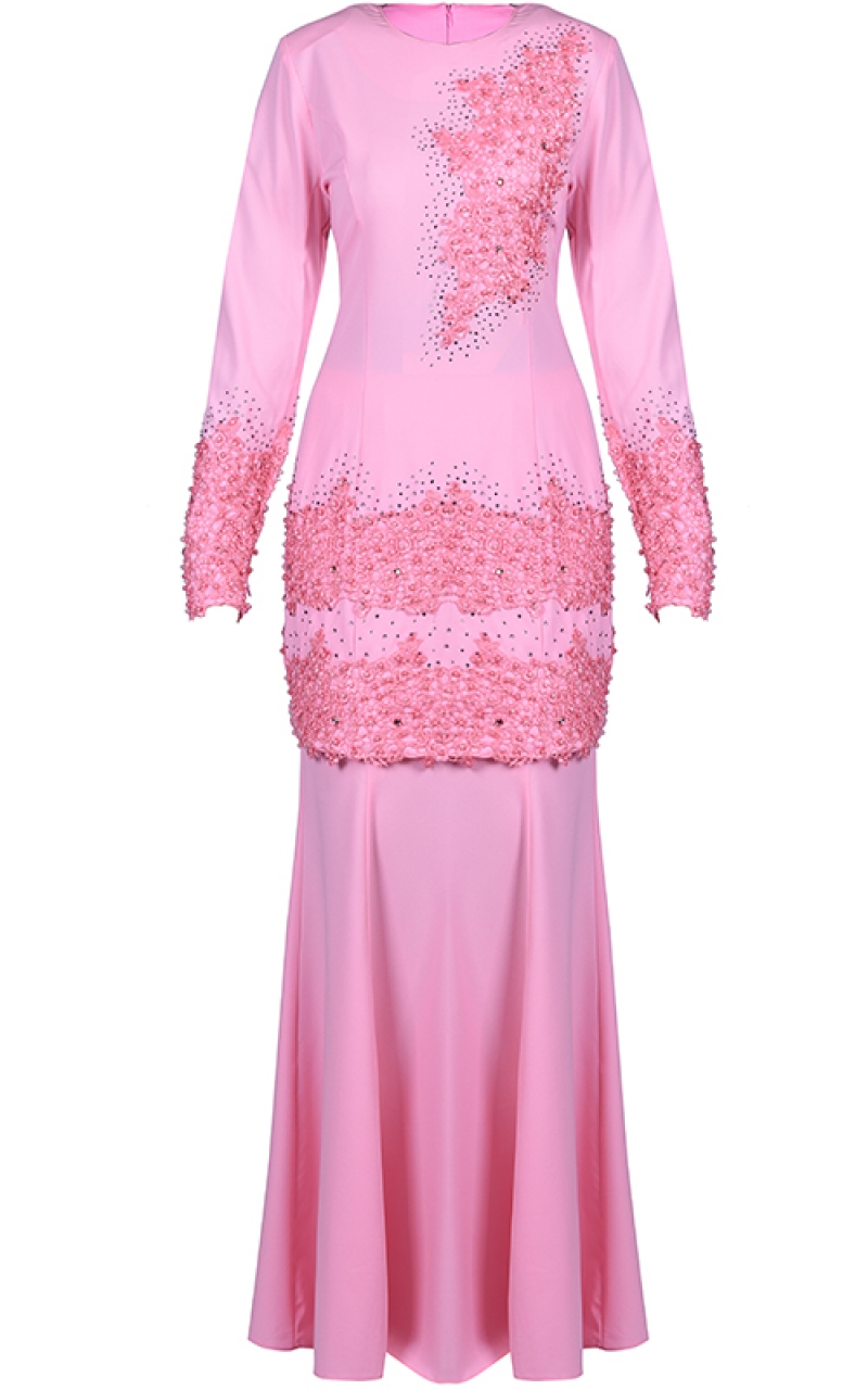 Baju Kurung Pink / Kurung Kedah Qaseh (Baby Pink - AA4167BK) - AMAR