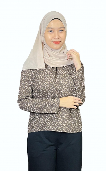 LALISA FLARED BLOUSE - BROWN