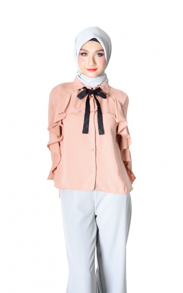 FYA RUFFLED BLOUSE WITH BOW - SALMON