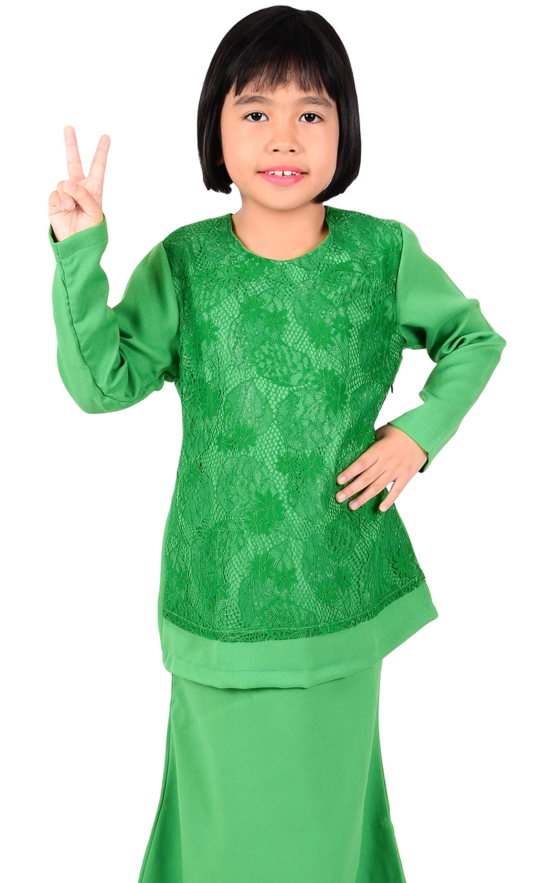  FAMILY SET KIDS BAJU  KURUNG  KALINA LIGHT  GREEN  Baju  