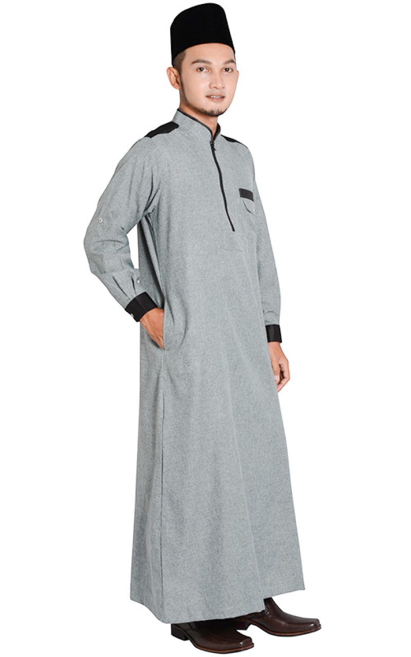  JUBAH LELAKI  RUSHDY LIGHT GREY Jubah  Arabic Robe Men