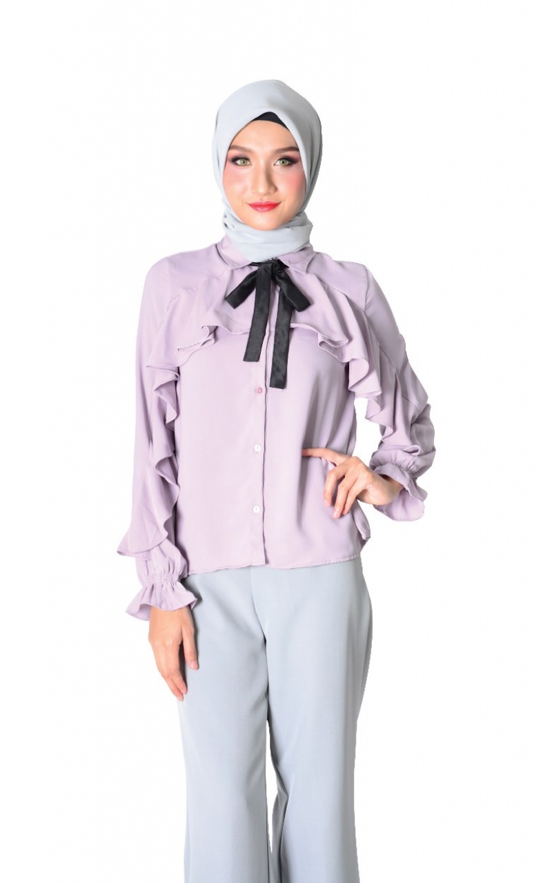 FYA RUFFLED BLOUSE WITH BOW - LAVENDER